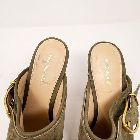 Veronica Beard Alek Croc Embossed Leather Clogs Platform Size 9.5 - Picture 5 of 10